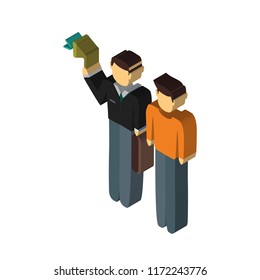 Announcement isometric left top view 3D icon