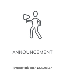 Announcement linear icon. Announcement concept stroke symbol design. Thin graphic elements vector illustration, outline pattern on a white background, eps 10.