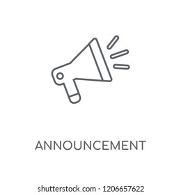 Announcement linear icon. Announcement concept stroke symbol design. Thin graphic elements vector illustration, outline pattern on a white background, eps 10.