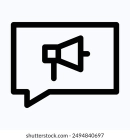 Announcement, Loudspeaker, Megaphone Symbol Vector Icon.  Lineal Isolated Icon.