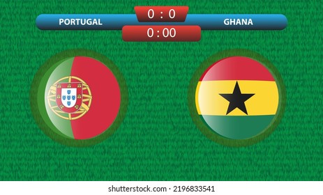 Announcement of the match between the Portugal and Ghana as part of the soccer international tournament in Qatar 2022. Group A match. Vector illustration. Sport template.