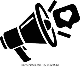 Announcement Megaphone Broadcast Icon Vector. Icon of a megaphone, representing announcements, public broadcasting, and marketing promotions.