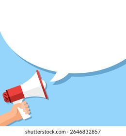 Announcement with Megaphone. Communication, Promotion, and Speech Bubble