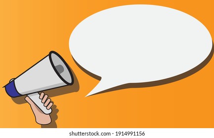 announcement with megaphone in hand vector icon with Speech balloon