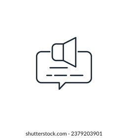 Ankündigungsnachricht, Ereignis.  Lineares Vektorsymbol einzeln auf weißem Hintergrund.