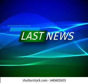 Announcement and a message line with a message about the latest news on the air on a futuristic orange background with abstract lines and glowing design elements. Vector baner illustration.