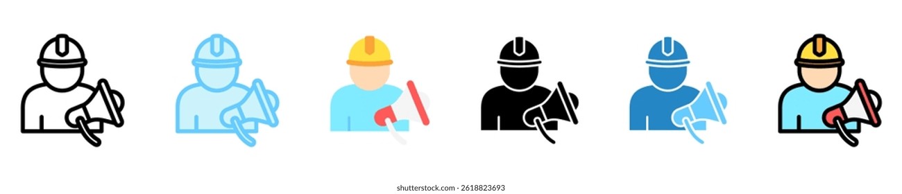 Announcement multi style, mini illustration icon. use for modern concept, print, UI, UX kit, web and app development. Vector EPS 10, related to labor day, industry, worker.