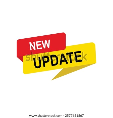 Announcement for new update. Vector illustration of new update on speech bubble.