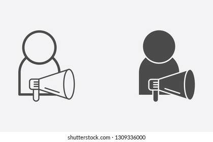 Announcement outline and filled vector icon sign symbol
