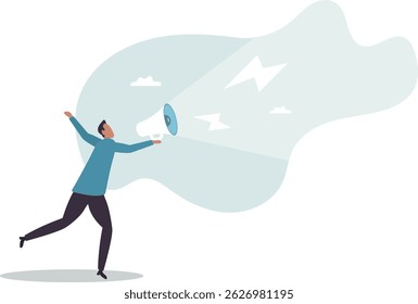 Announcement or storytelling, communication skill or shouting out loud, sending message or attention warning,character for design.