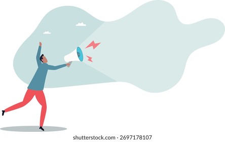 Anúncio ou narrativa, habilidade de comunicação ou gritar alto, enviar mensagem ou aviso de atenção, sobre um homem e sua vida.