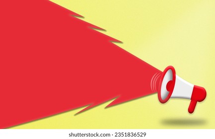 Announcement template with megaphone and text space. Full screen announce icon for web or any advertising. Loudspeaker with copy and red text space, aleret pattern web vector illustration.