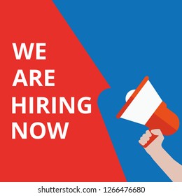 Announcement text showing We Are Hiring Now. Vector illustration