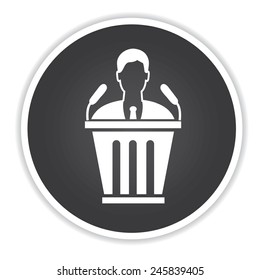 Announcer design on black button background,clean vector