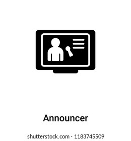 Announcer icon vector isolated on white background, logo concept of Announcer sign on transparent background, filled black symbol