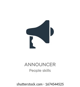 Announcer icon vector. Trendy flat announcer icon from people skills collection isolated on white background. Vector illustration can be used for web and mobile graphic design, logo, eps10