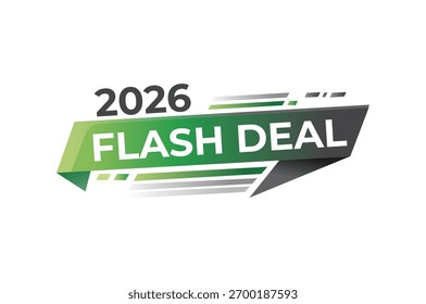 Anunciando un evento flash deal 2026 con gráficos verdes y grises promocionales para la Oferta por tiempo limitado