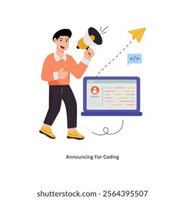 Announcing For Coding concept vector illustration. Database isolated On white Background.        