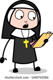 Announcing Instruction - Cartoon Nun Lady Vector Illustration