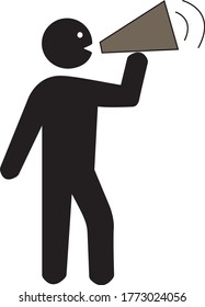 Anunciando el hombre con el icono del vector megáfono aislado