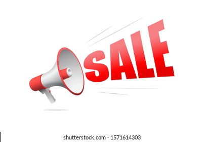 Announcing Sale banner design with red megaphone. Vector illustrator.