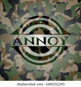 Annoy on camouflaged pattern. Vector Illustration. Detailed.