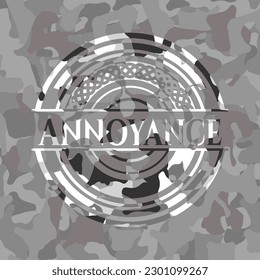 Annoyance grey camo emblem. Vector Illustration. 