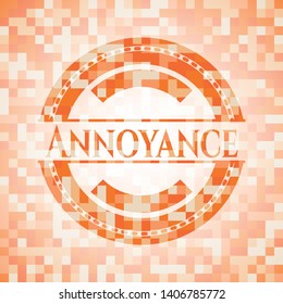 Annoyance orange mosaic emblem. Vector Illustration. Detailed.