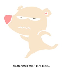 annoyed bear flat color style cartoon running