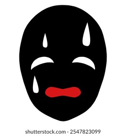 Annoyed black silhouette villain face icon