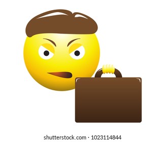 An annoyed business man emoticon isolated on a white background
