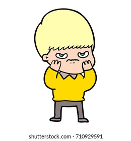 annoyed cartoon boy