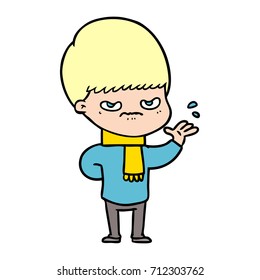 annoyed cartoon boy