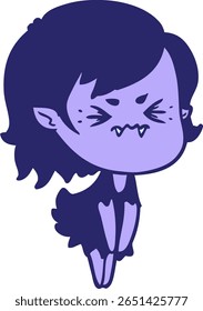 annoyed cartoon vampire girl in bright neon color