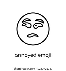 annoyed emoji icon. Trendy modern flat linear vector annoyed emoji icon on white background from thin line Emoji collection, outline vector illustration