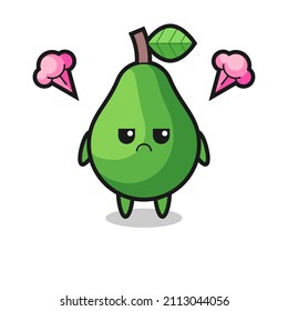 annoyed expression of the cute avocado cartoon character , cute style design for t shirt, sticker, logo element