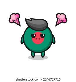 annoyed expression of the cute bangladesh flag badge cartoon character , cute style design for t shirt, sticker, logo element