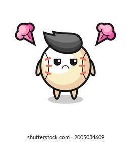 annoyed expression of the cute baseball cartoon character , cute style design for t shirt, sticker, logo element