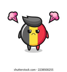 expresión fastidiada del lindo personaje de dibujos animados de la bandera belga, diseño de estilo lindo para camiseta, pegatina, elemento logo