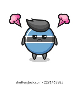 annoyed expression of the cute botswana flag badge cartoon character , cute style design for t shirt, sticker, logo element