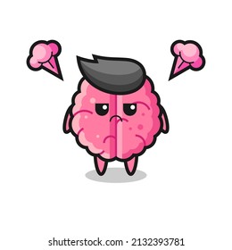 expresión fastidiada del lindo personaje de caricatura cerebral , diseño de estilo lindo para camiseta, pegatina, elemento logo