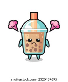 annoyed expression of the cute bubble tea cartoon character , cute style design for t shirt, sticker, logo element