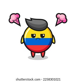 expresión molesta del lindo personaje de caricatura de la bandera de colombia, diseño de estilo lindo para camiseta, pegatina, elemento logo