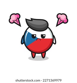 annoyed expression of the cute czech republic flag badge cartoon character , cute style design for t shirt, sticker, logo element