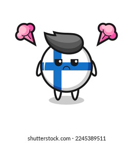 annoyed expression of the cute finland flag badge cartoon character , cute style design for t shirt, sticker, logo element