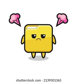 annoyed expression of the cute folder cartoon character , cute style design for t shirt, sticker, logo element