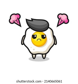 annoyed expression of the cute fried egg cartoon character , cute style design for t shirt, sticker, logo element