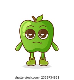 expresión molesta del personaje de dibujos animados de la manzana verde