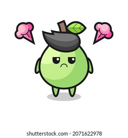 expresión molesta del lindo personaje de caricatura guayaba , diseño de estilo lindo para camiseta, pegatina, elemento logo