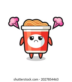 annoyed expression of the cute instant noodle cartoon character , cute style design for t shirt, sticker, logo element